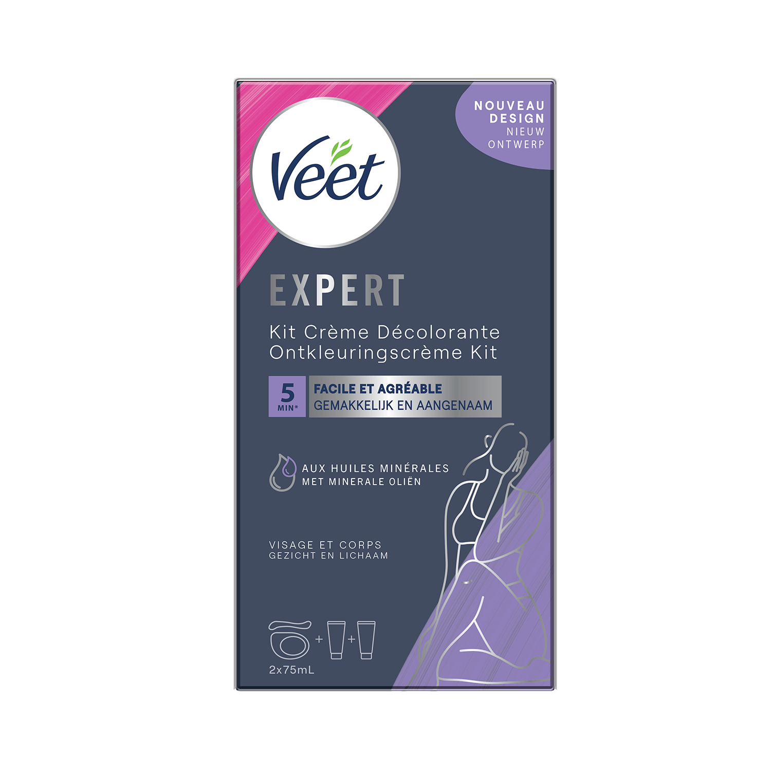 Kit crème décolorante Visage et Corps – Veet Expert 2x75ml | Veet